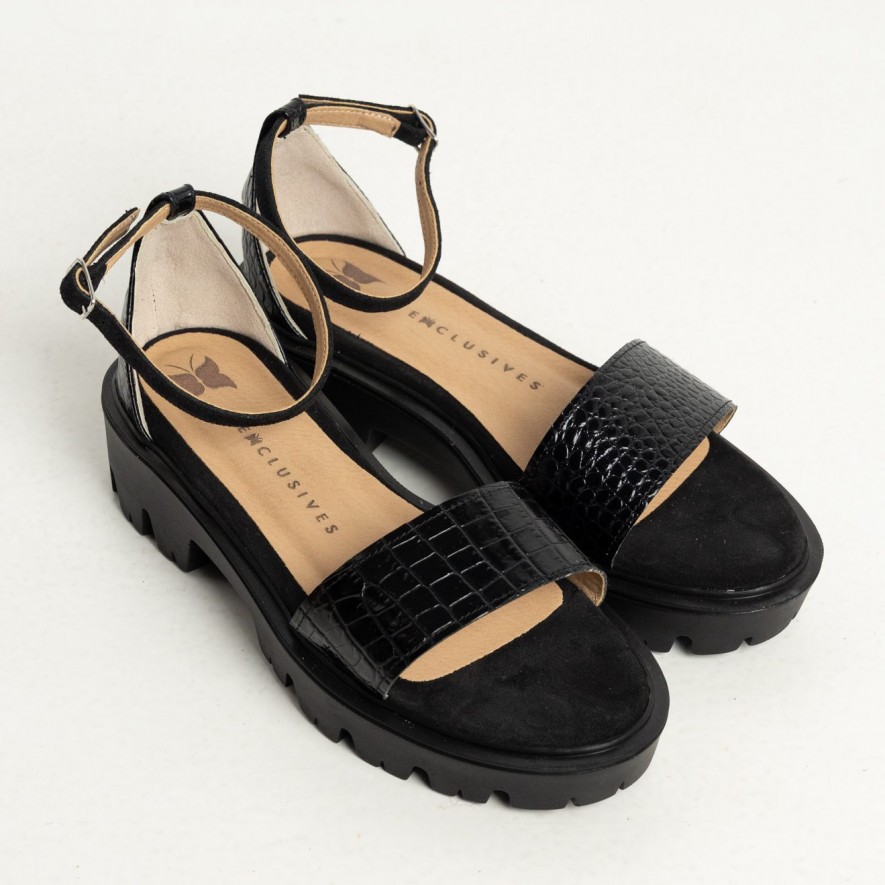.Sandale - Friday -  Croco Black 2.0